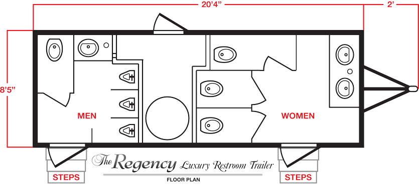 The REGENCY Luxury Restroom Trailer Floor plan