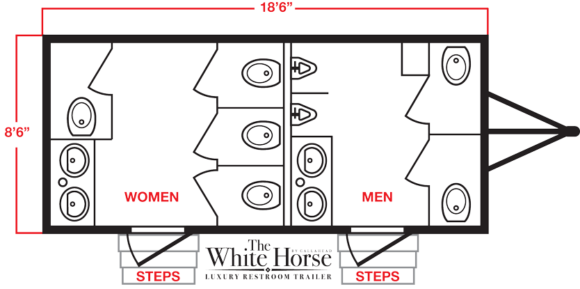 The White Horse Luxury Restroom Trailer Layout