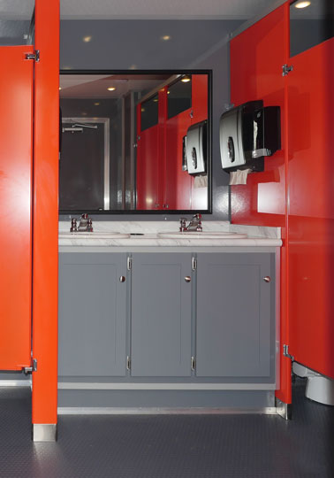 THE JOB SITE RESTROOM TRAILER TRAILER INTERIOR VIEW