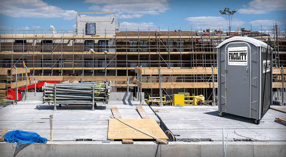 The FACILITY Portable Toilet on a Rooftop Under Construction