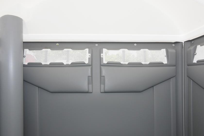 LOUVERS ON THREE SIDES PLUS CHIMNEY STACK ALLOW FOR FRESH AIR VENTILATION