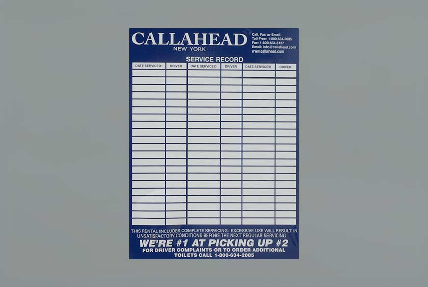 SERVICE RECORD INDICATES CLEANING DATE