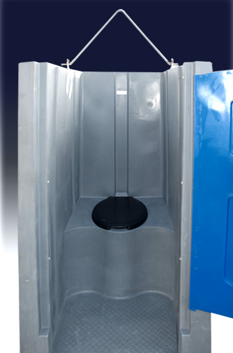 High Rise Head Porta Potty Ample Room Inside, with Hoist Bracket for a Crane Hook
