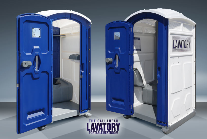 THE LAVATORY VIP PORTABLE TOILET HAS A LARGE DOOR OPENING
