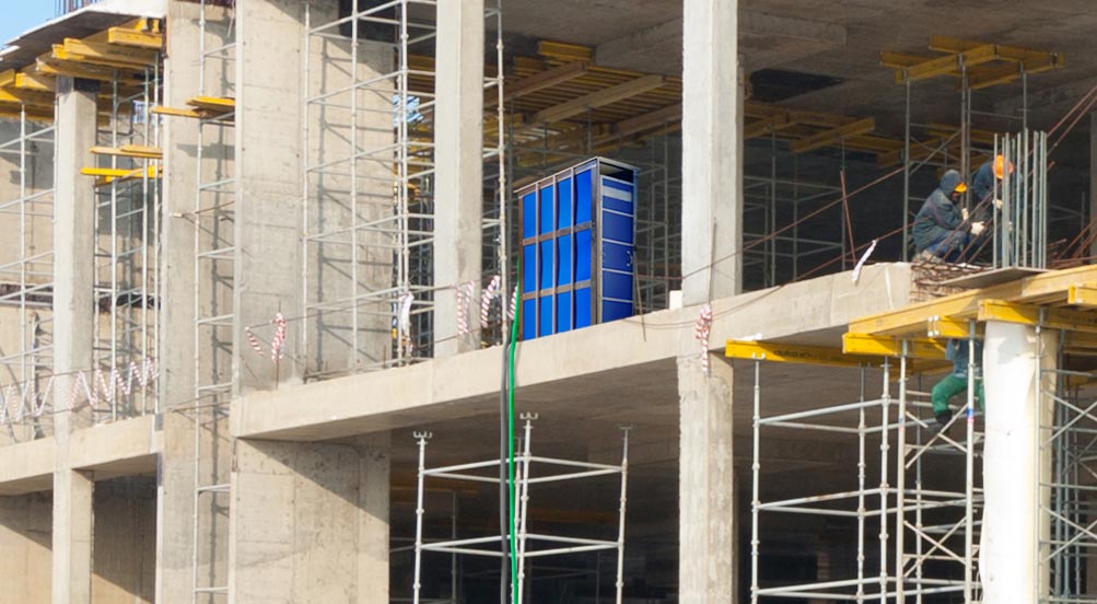 SkyUrinal Portable Urinal  |  SkyUrinal Portable Urinal at a Building Under Construction.