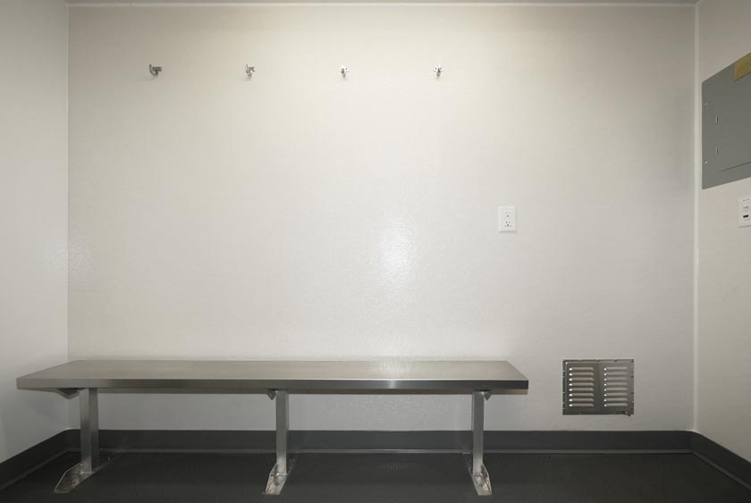 STAINLESS STEEL BENCHES IN LOCKER AREAS FOR CONVENIENCE