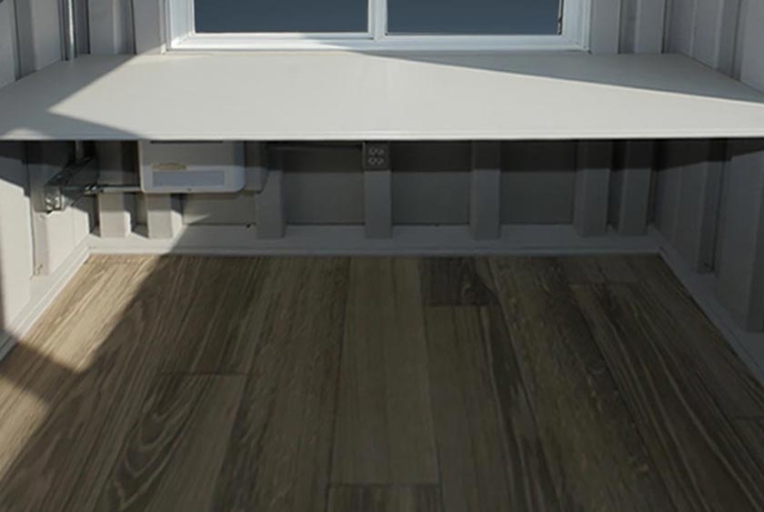 CONVENIENT SHELF RUNS THE WIDTH OF THE WORLD VIEW 25