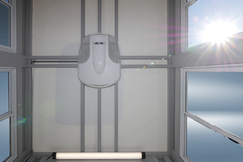 INTERIOR CEILING SHOT ILLUSTRATES THE PANORAMIC VIEW OF THE WORLD VIEW 48