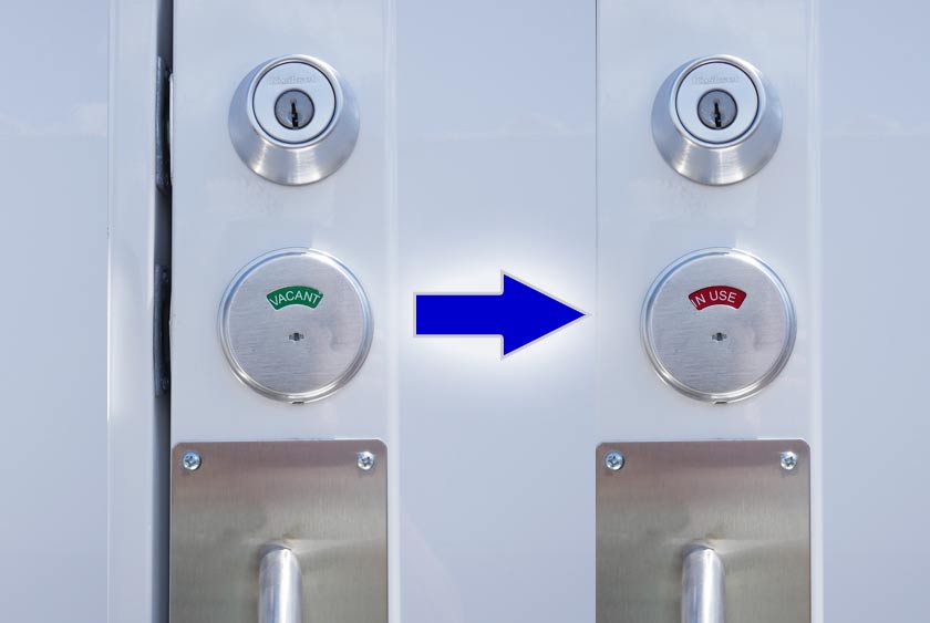 OUTSIDE OCCUPANCY INDICATOR IS BUILT INTO LOCKING MECHANISM