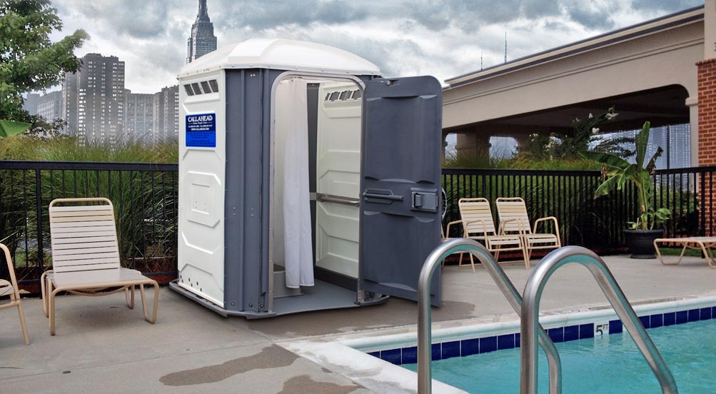 Portable Shower at a New York Pool