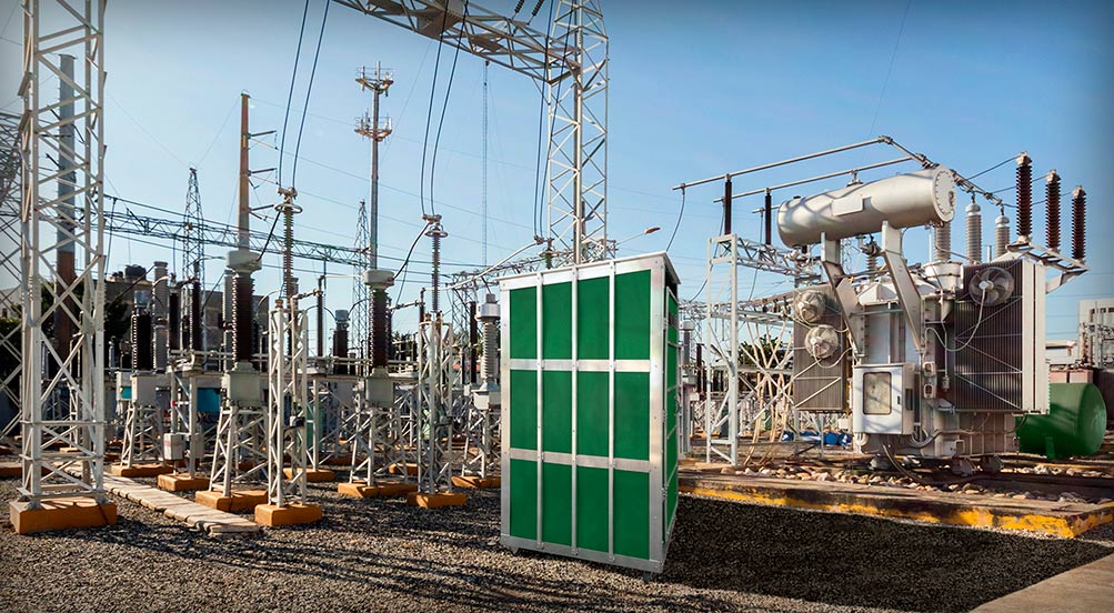 SkyWash Portable Sink | Green SkyWash Portable Sink at an Energy Plant