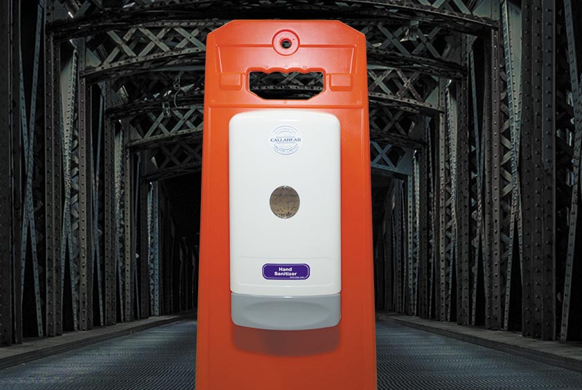 High visibility, high impact stand with handle for portability