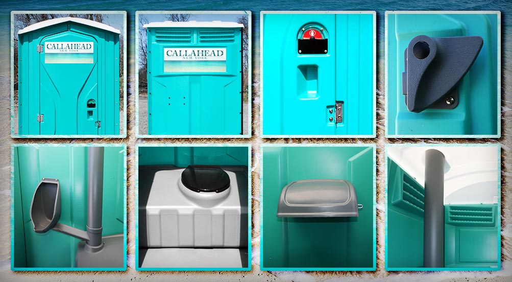 Fluorescent AQUA Porta Potty in NYC