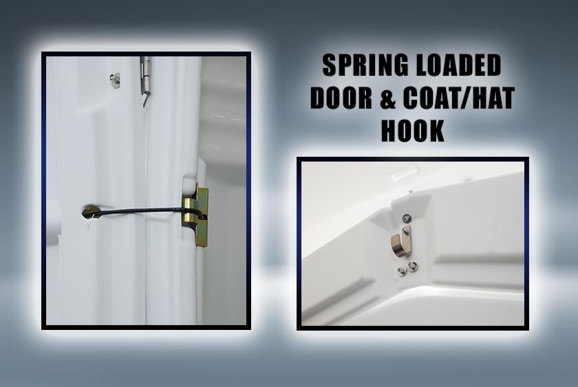 SPRING LOADED DOOR FOR PRIVACY / INTERIOR COAT & HAT HOOK