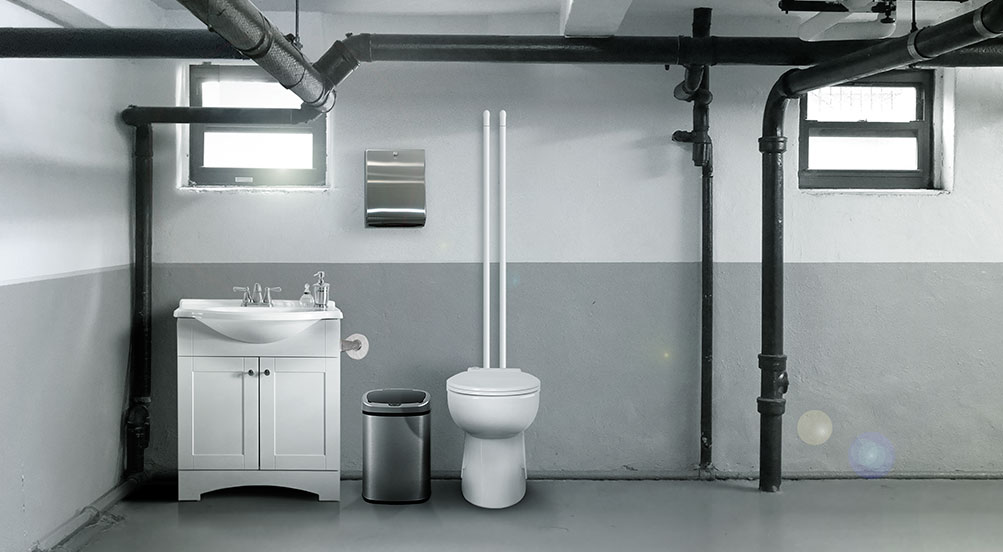MAC Toilet System in Commercial Building Basement