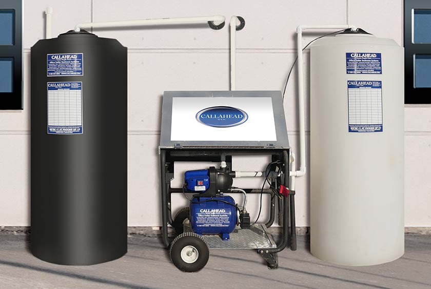 VERTICAL TANK <b>MAC TOILET SYSTEM</b> OUTSIDE COMMERCIAL BUILDING