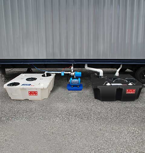 Porcelain Toilet System Outside Trailer