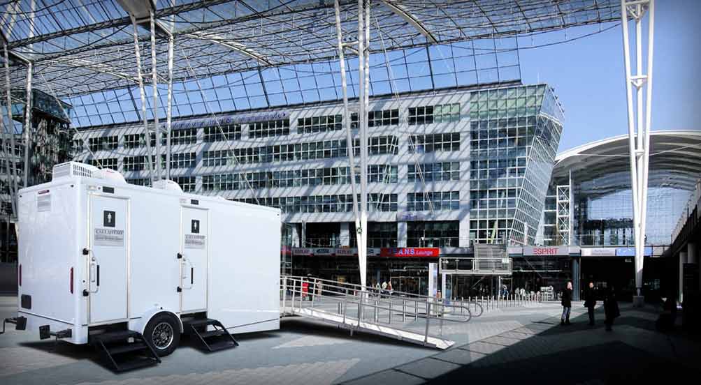 HANDICAP ADA 4000 Luxury Restroom Trailer Near Shopping Center