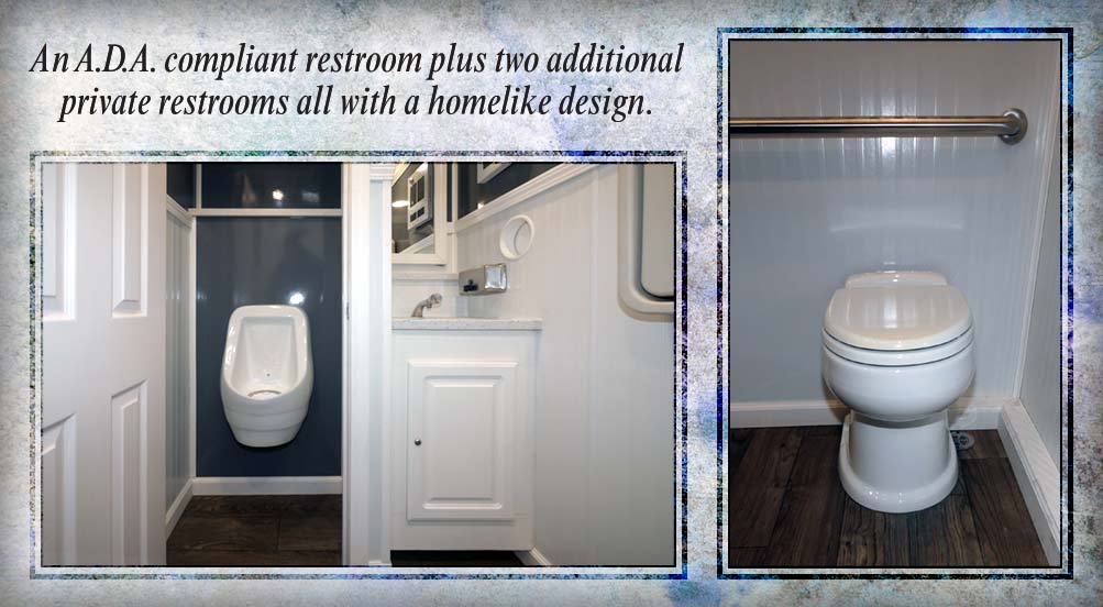 HANDICAP ADA 4000 Luxury Restroom Trailer Compliant Restroom Plus Two Additional Private Restrooms