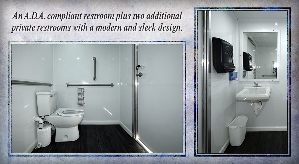 The Contemporary Handicap Restroom Trailer Has ADA Compliant Restrooms, Plus Two Additional Private Restrooms