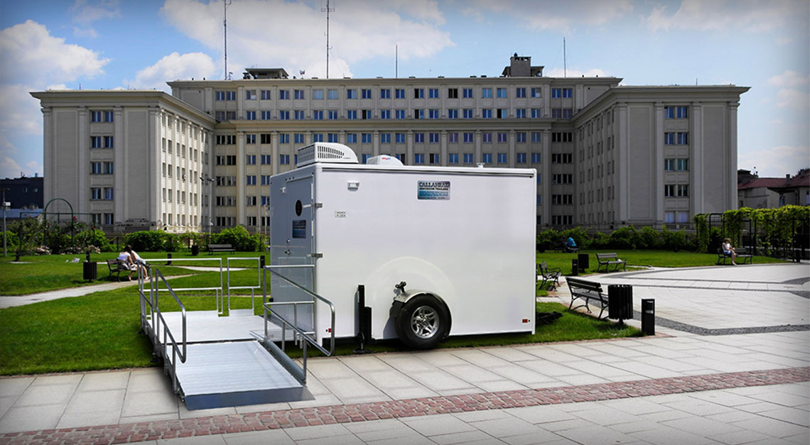MODERN HANDICAP Restroom Trailer Near A Hotel