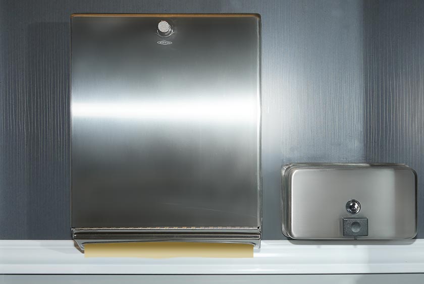 FULLY STOCKED PAPER TOWEL AND SOAP DISPENSERS