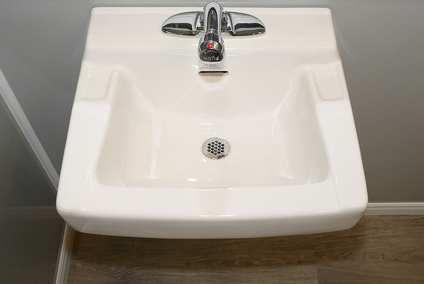 LARGE PORCELAIN SINK WITH WHEELCHAIR CLEARANCE UNDERNEATH