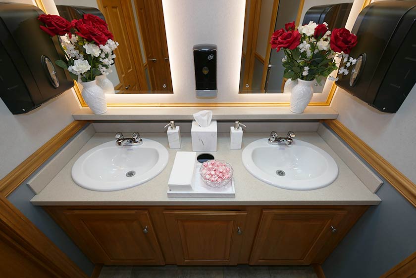 OVERHEAD VIEW OF VANITY SINKS