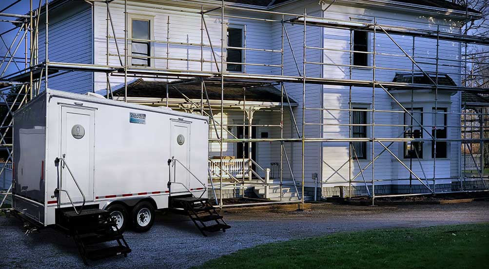 The Rover Restroom Trailer Rental Near Residential Area