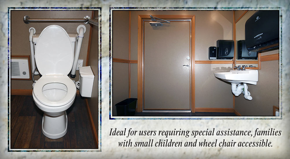 The Single ADA Restroom Trailer Perfect For Families, Small Children, And Wheel Chair Assistance