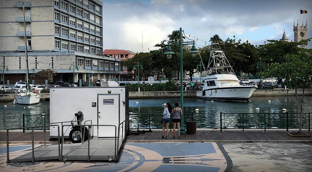 The Single ADA Restroom Trailer By The Water