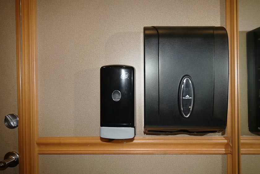 ADA COMPLIANT SOAP AND PAPER TOWEL DISPENSER