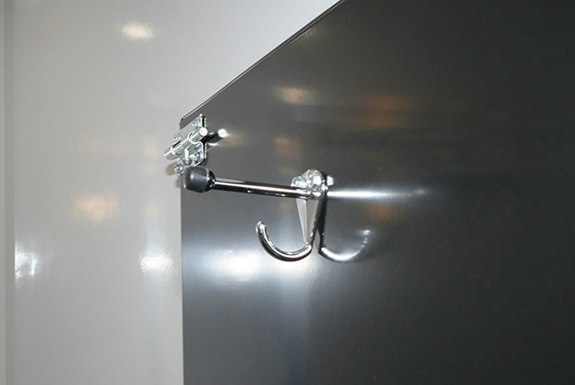 COAT/HAT HOOK INSIDE EACH STALL FOR CONVENIENCE