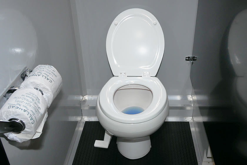 FULL SIZED, FOOT-OPERATED PORCELAIN TOILETS FOR COMFORT