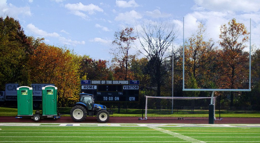 Restroom Trailer on construction site