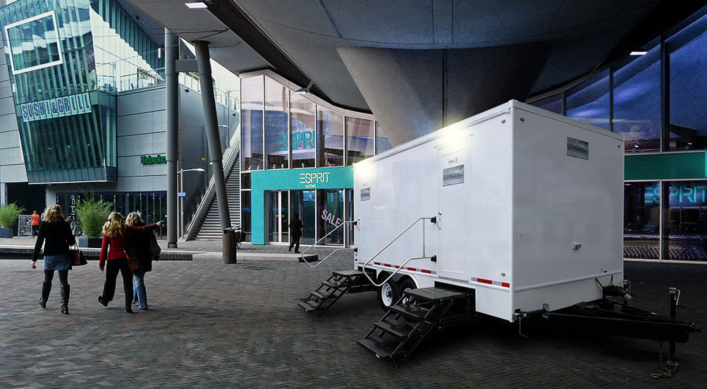 The Field Restroom Trailer Near Shopping Plaza