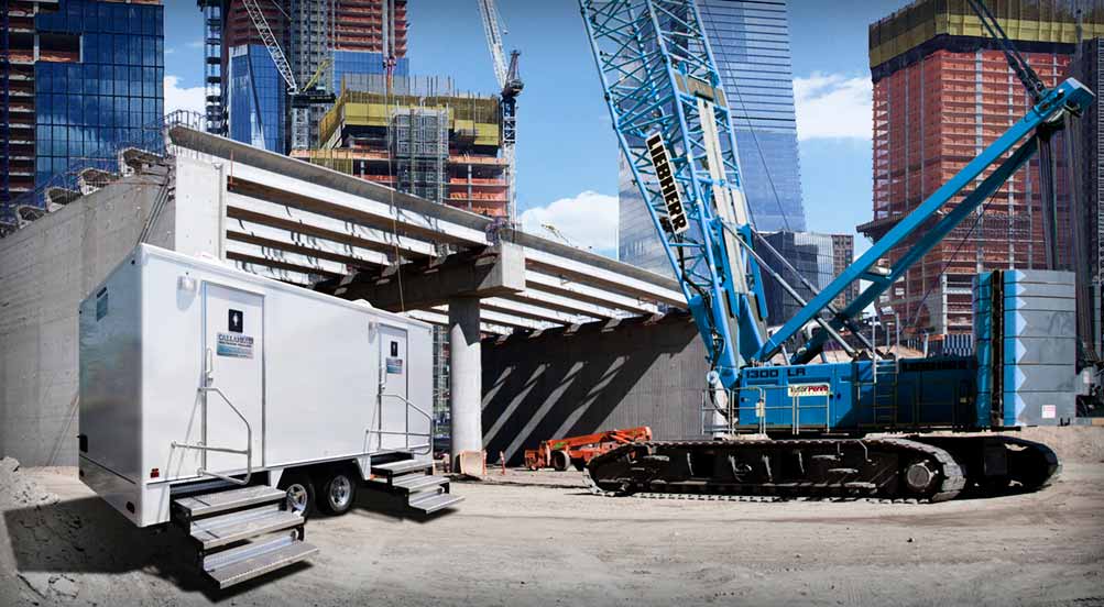The Hudson Restroom Trailer Near Job Site