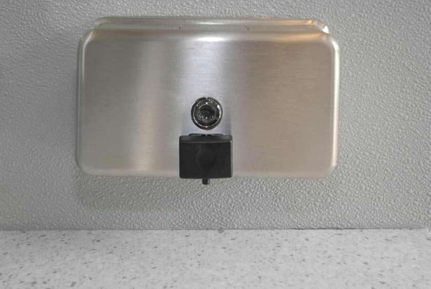WALL MOUNTED STAINLESS STEEL SOAP DISPENSERS AND PAPER TOWEL DISPENSERS