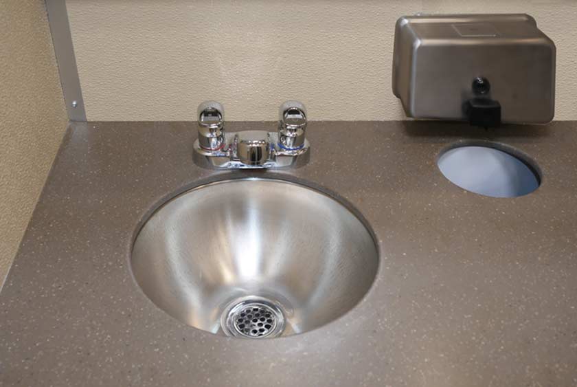 STAINLESS STEEL SINKS WITH COMMERCIAL GRADE AUTOMATIC SHUTOFF FAUCETS