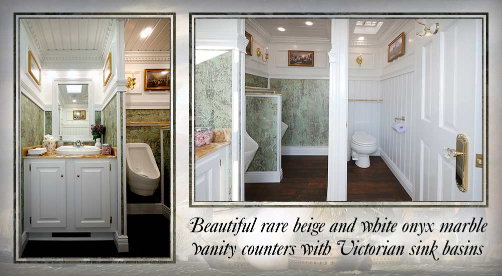 The Mount Vernon' Restroom Trailer Is Beautiful Rare Beige And White Marble Vanity Counters