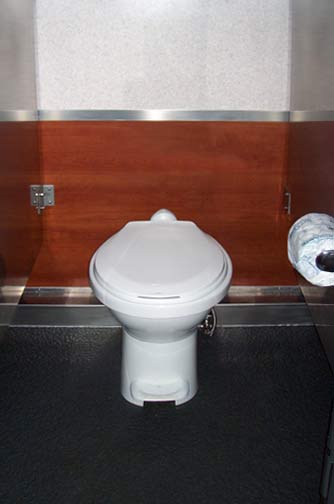 THE NEWPORT 1100 LUXURY RESTROOM TRAILER - Flushing Toilet in
                                    Stall