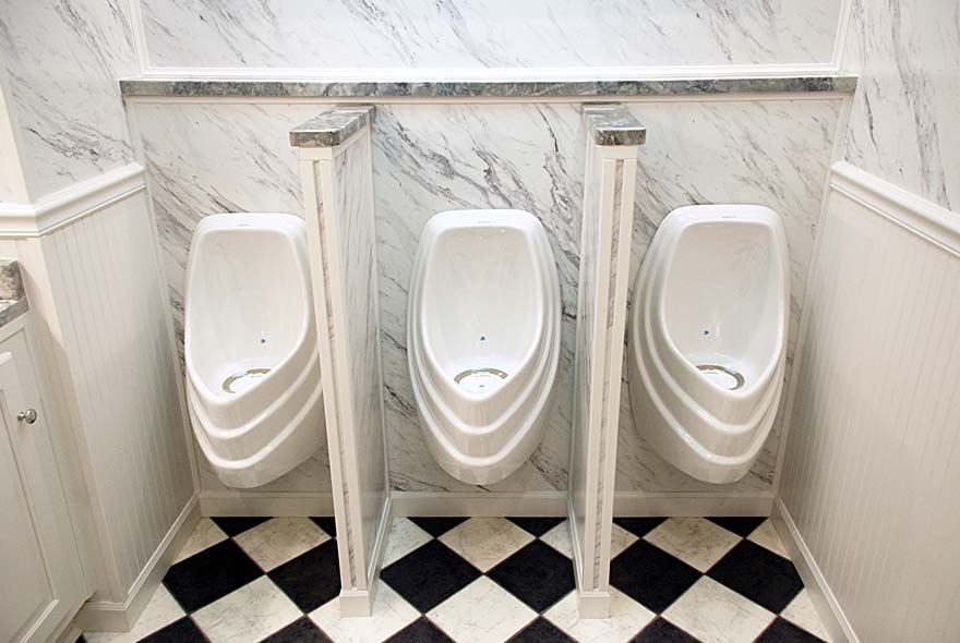 THREE ODORLESS URINALS IN MEN'S RESTROOM