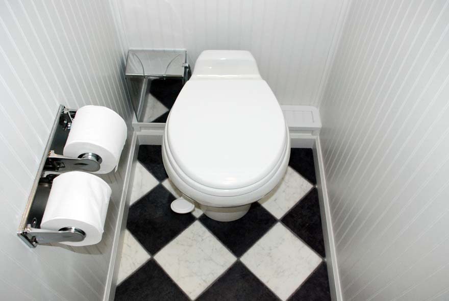 LUXURY, SEALAND BRAND PORCELAIN TOILETS ~ DOUBLE PAPER ROLLS ~ STAINLESS TRASH RECE