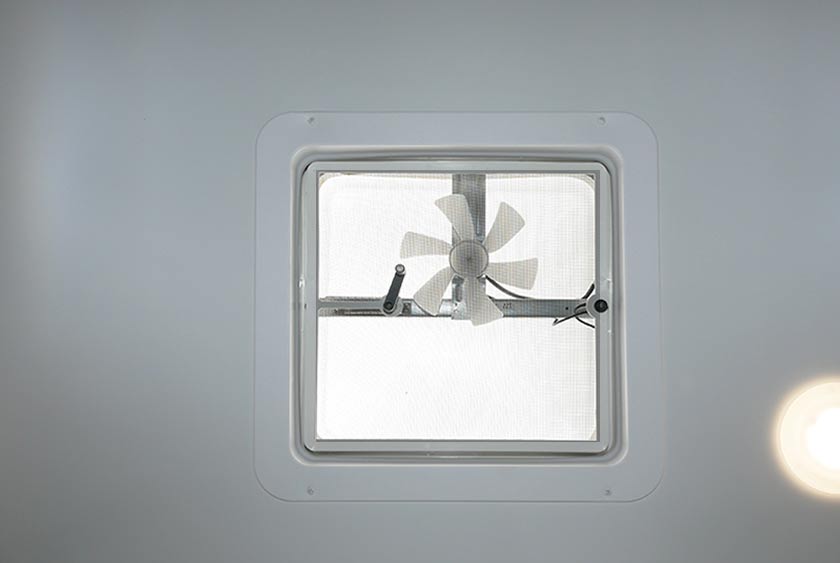 OVERHEAD VENTS WITH ELECTRIC FANS PROVIDE ADDITIONAL VENTILATION