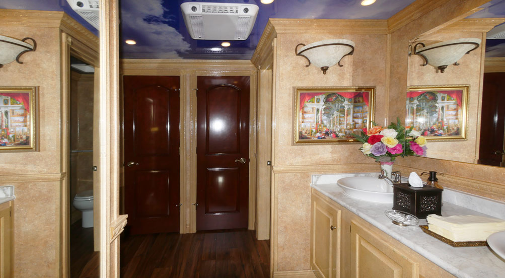 The Versailles Restroom Trailer Has Privacy Doors To Each Stall