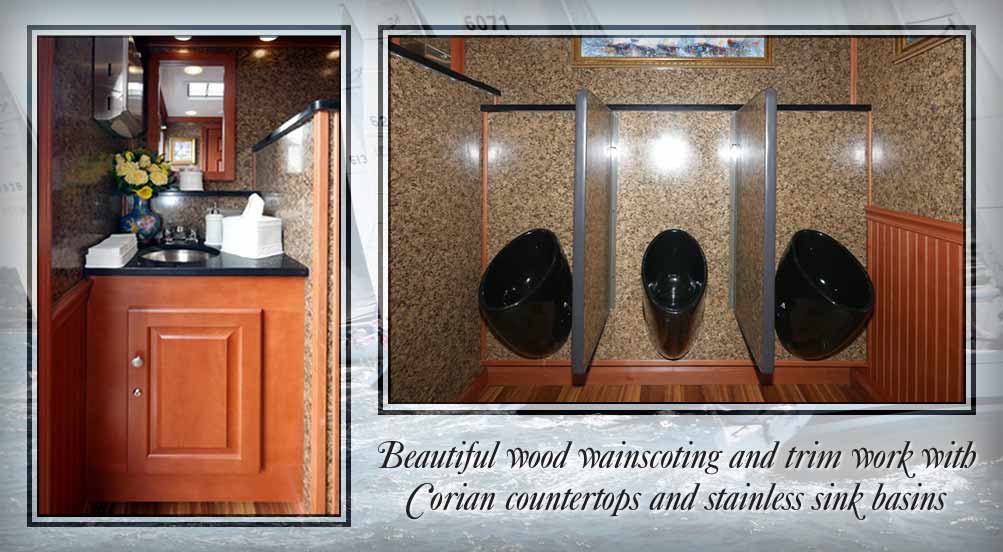 The Yachtsman Restroom Trailer Has Beautiful Wood Wainscoting And Trim Work With Corian Countertops And Stainless Sink