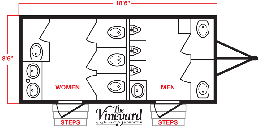 VINEYARD Luxury Restroom Trailer Floor plan