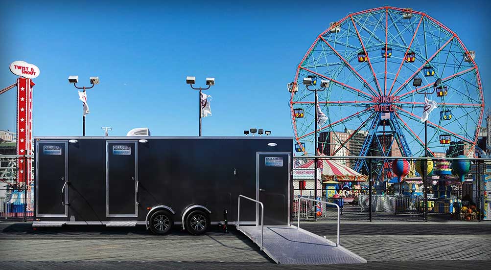 The Waterfront ADA Restroom Trailer Near Amusement Park