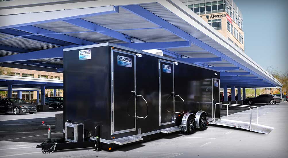 The Waterfront ADA Restroom Trailer Near Parking Lot
