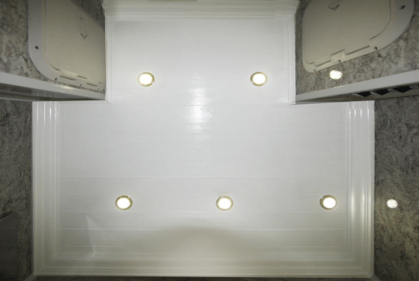 LED LIGHTING WITHIN ENAMEL PAINTED WOOD CEILING